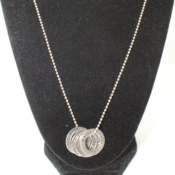Silvertone Metal Inspirational Words 4 Circle Discs Necklace - Picture 1 of 4